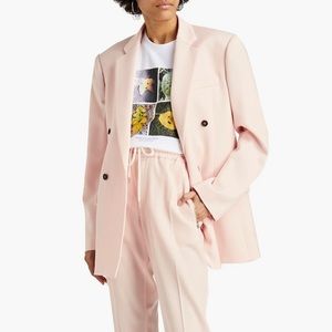 STELLA MCCARTNEY OVERSIZED DOUBLE BREASTED WOOL BLAZER, SZ S PINK